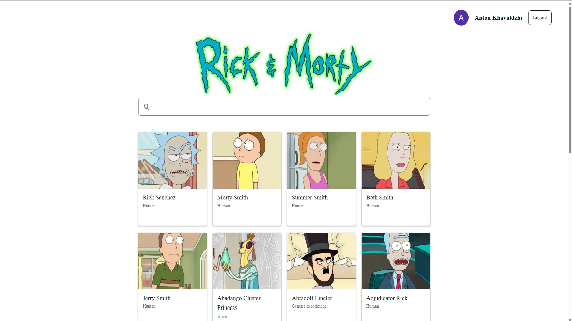 Test task Rick'n'Morty
